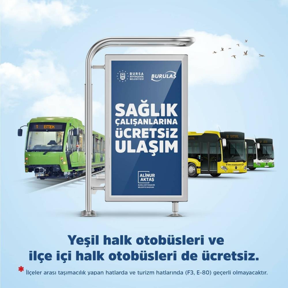 Bursa’da sağlıkçılara ulaşım ücretsiz